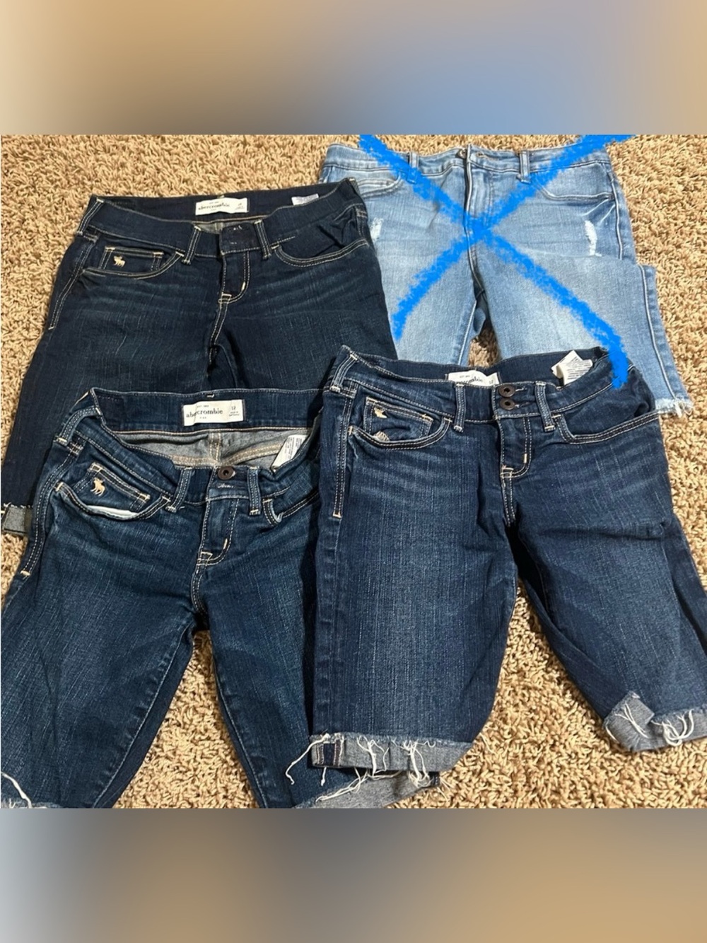 bundle of 3 abercrombie and fitch girls knee length jean shorts